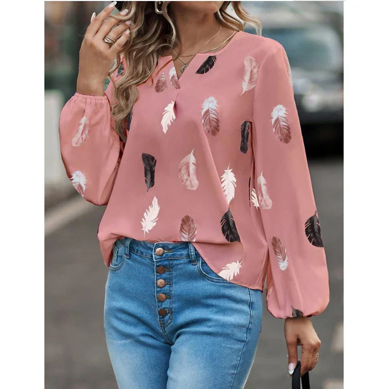 Women's Feather Print Blouse