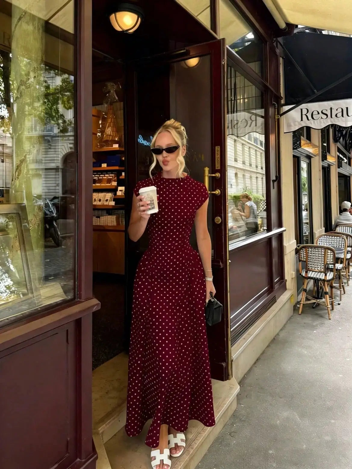 Women's Polka Dot Long Party Dress