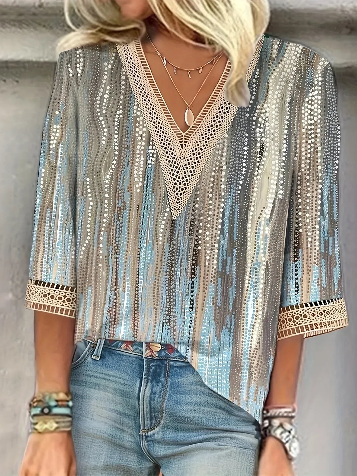 Women's Lace V-Neck Blouse