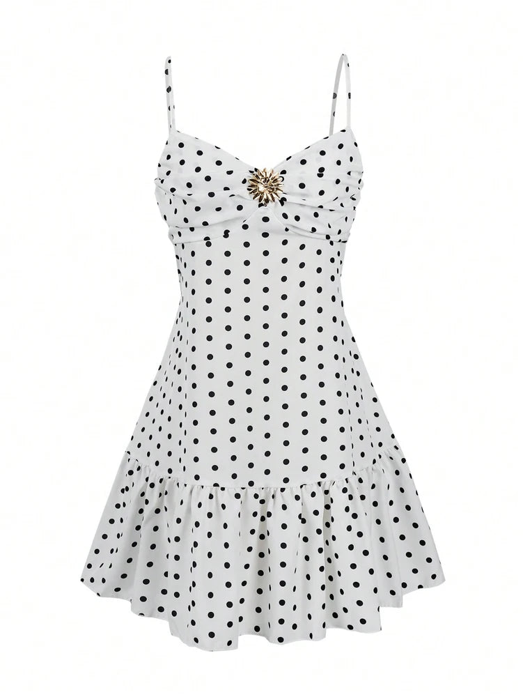 Women's Polka Dot Spaghetti Strap Mini Dress