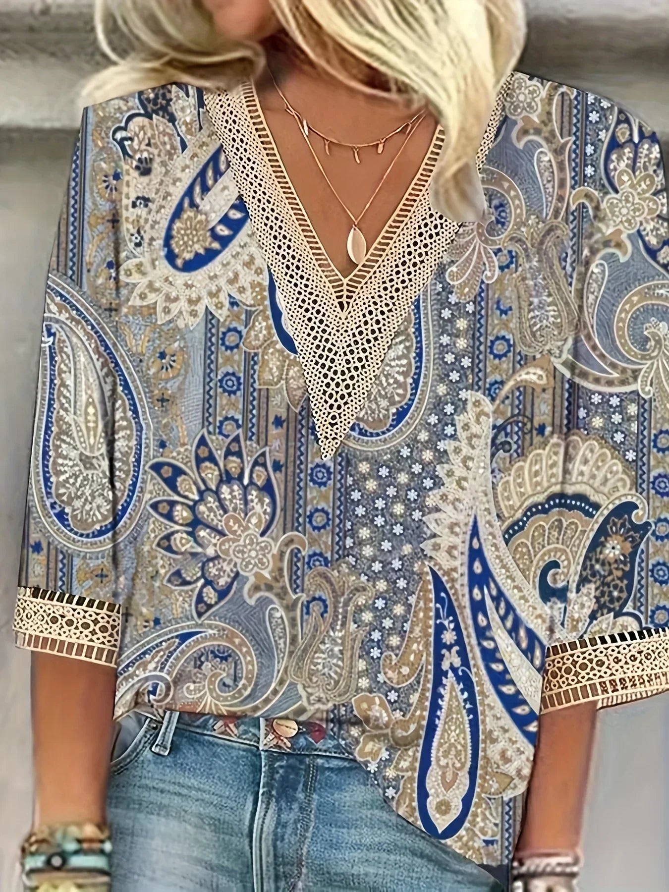 Women's Lace V-Neck Blouse