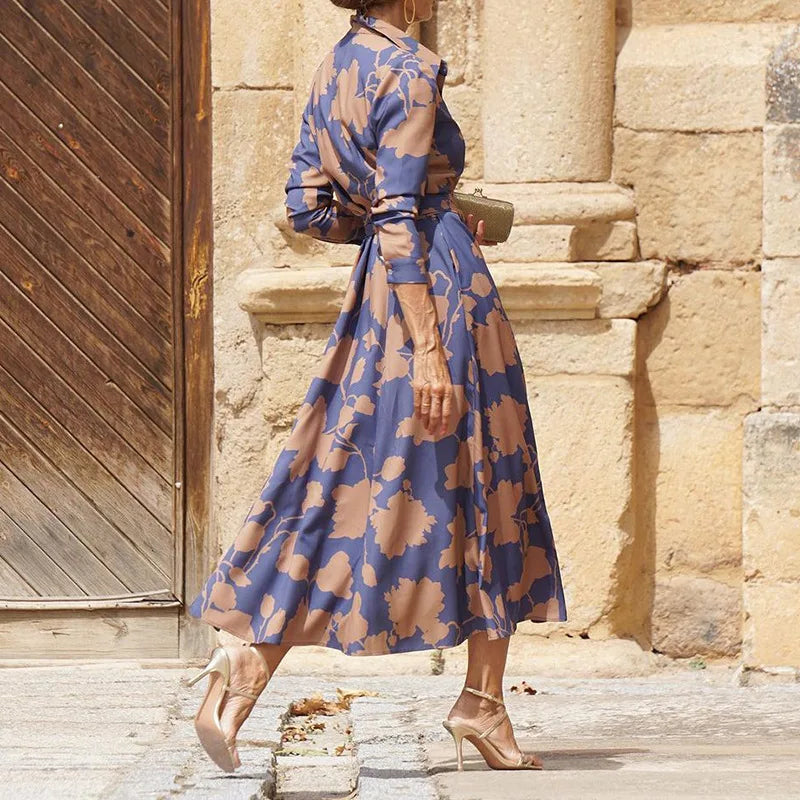 Women's Classic Shirt Dress – Blue/Gold