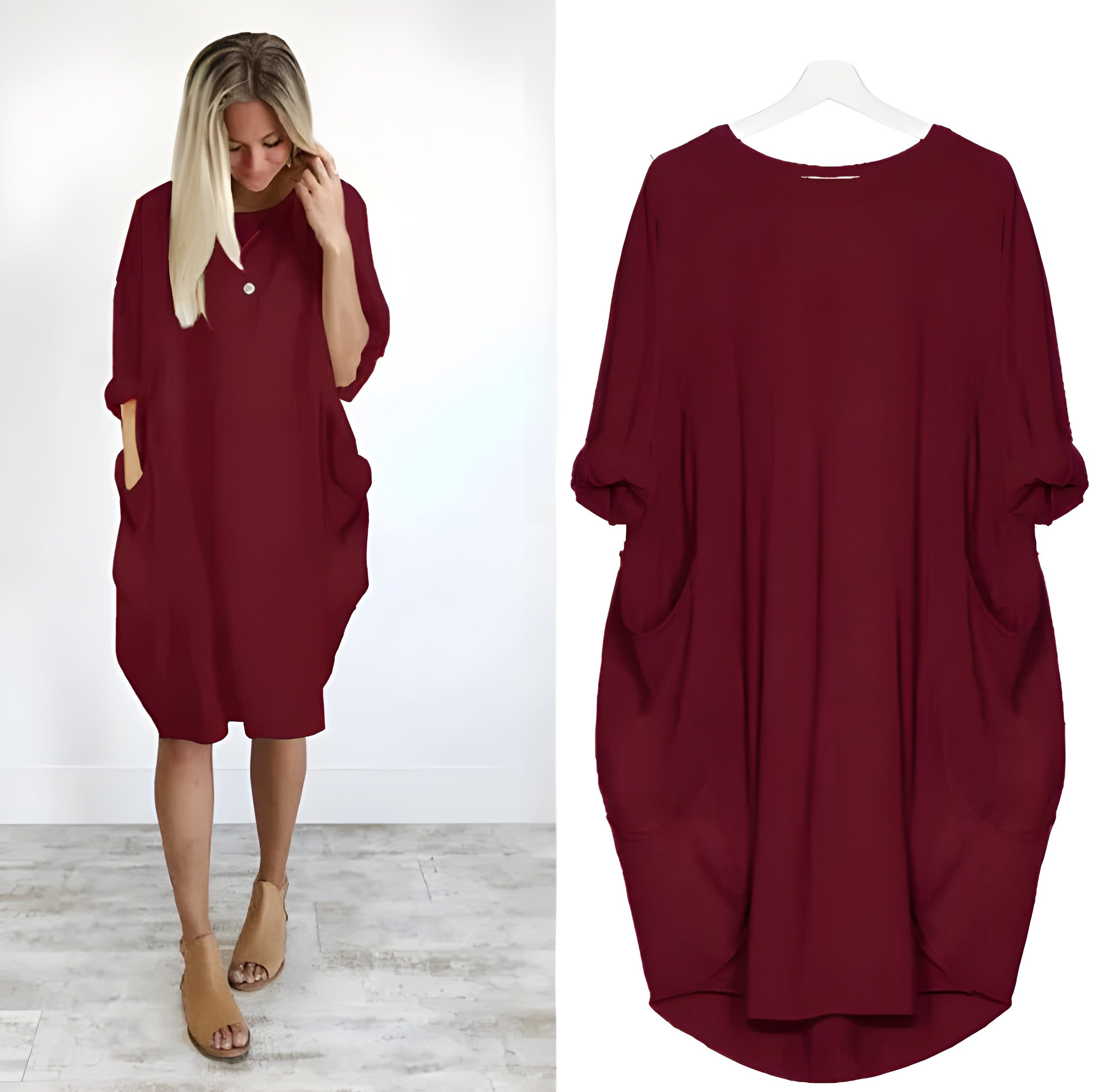 Women's Casual Midi Dress with Pockets