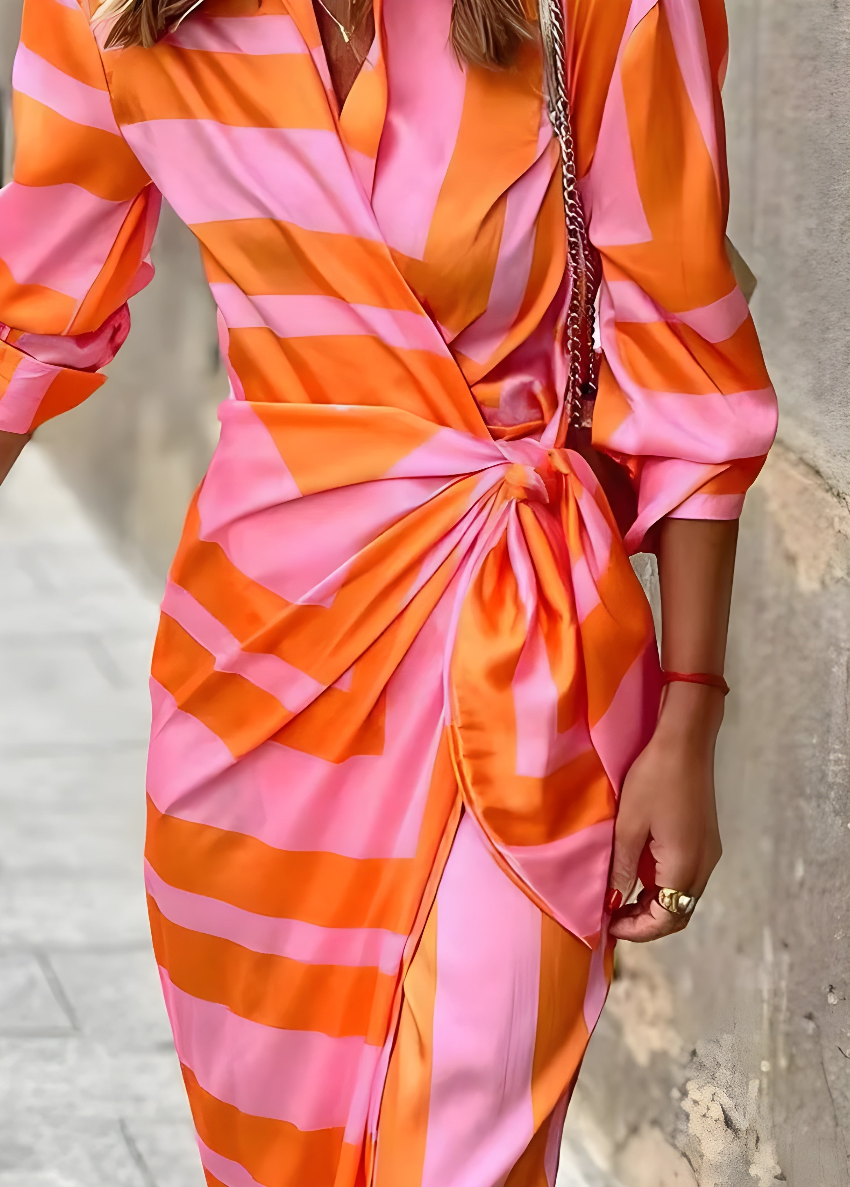 Stripe Wrap Maxi Dress