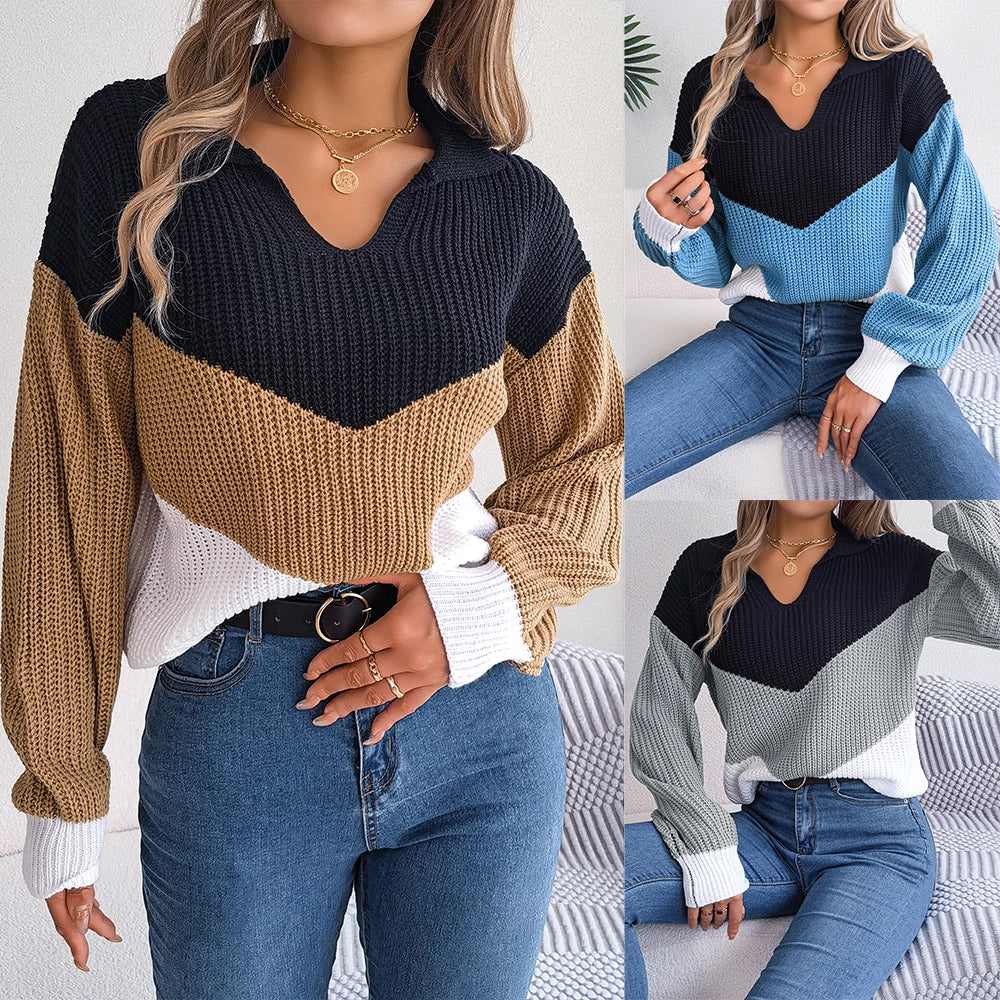 Women's Patchwork Knit Sweater