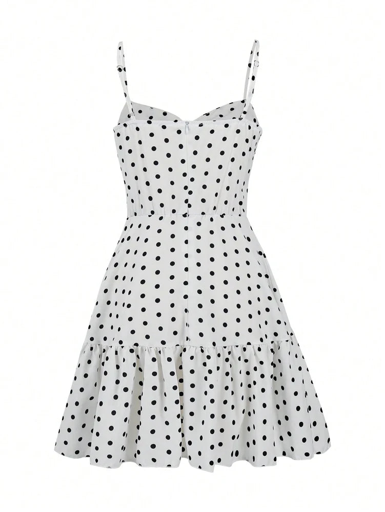 Women's Polka Dot Spaghetti Strap Mini Dress