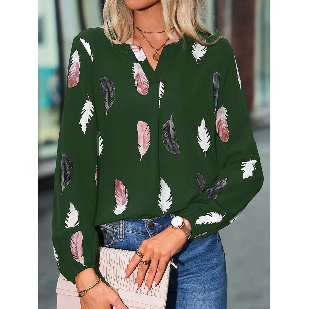 Women's Feather Print Blouse