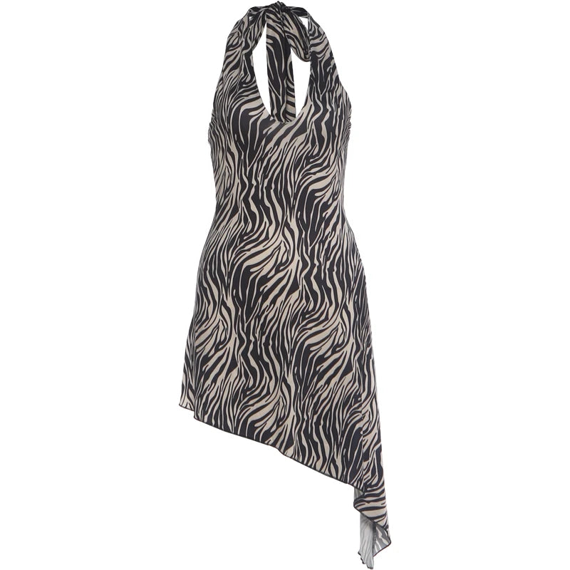 Women's Zebra Print Bandage Mini Dress