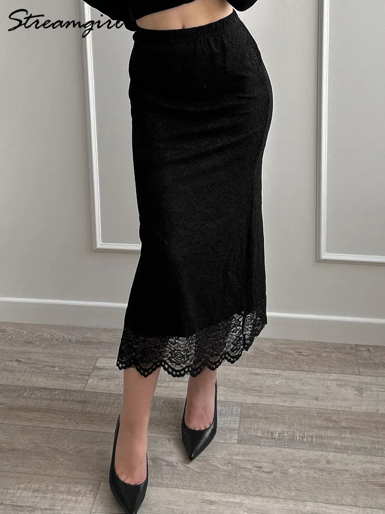 Women's Lace Bodycon Maxi Skirt