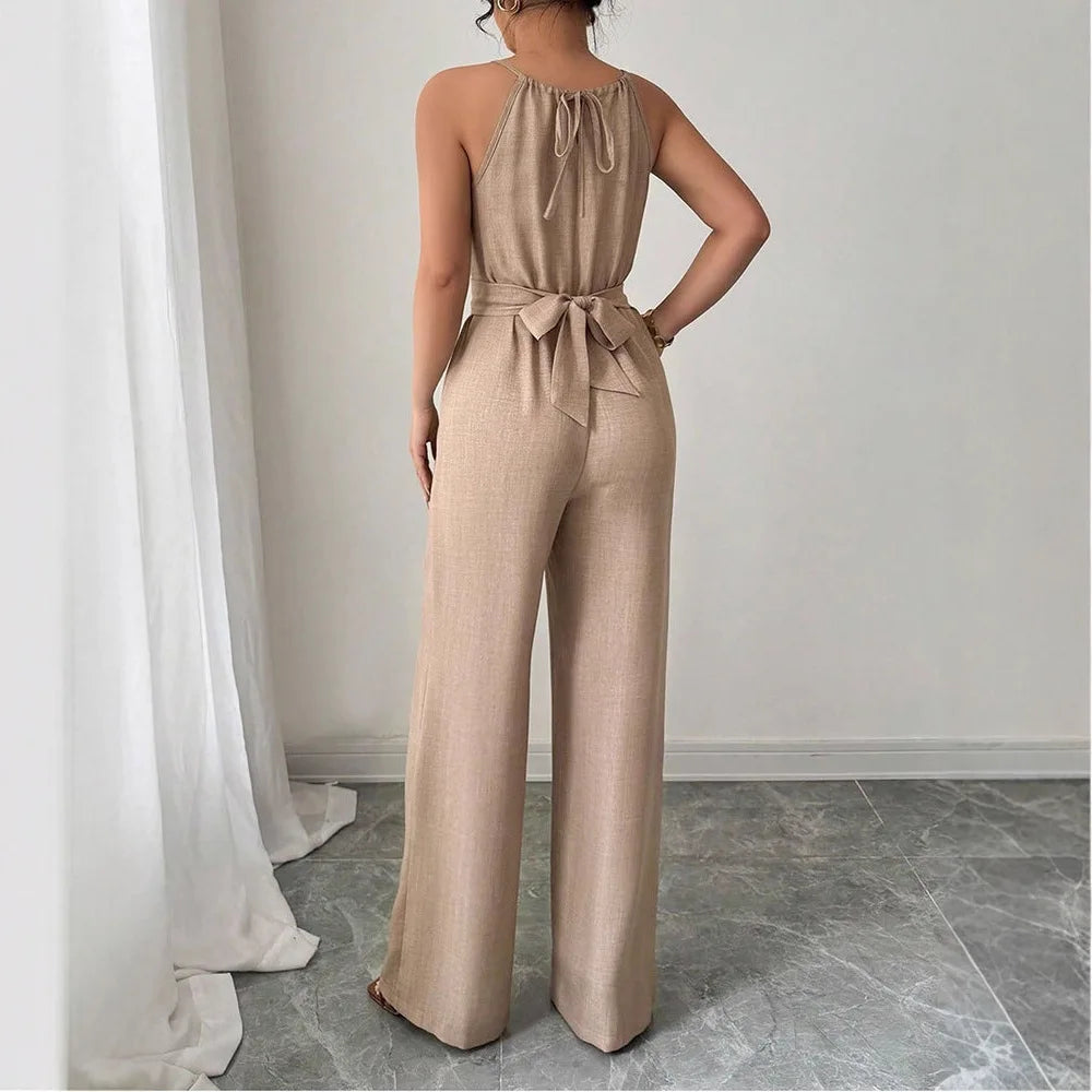 Women's Wide Leg Halter Jumpsuit