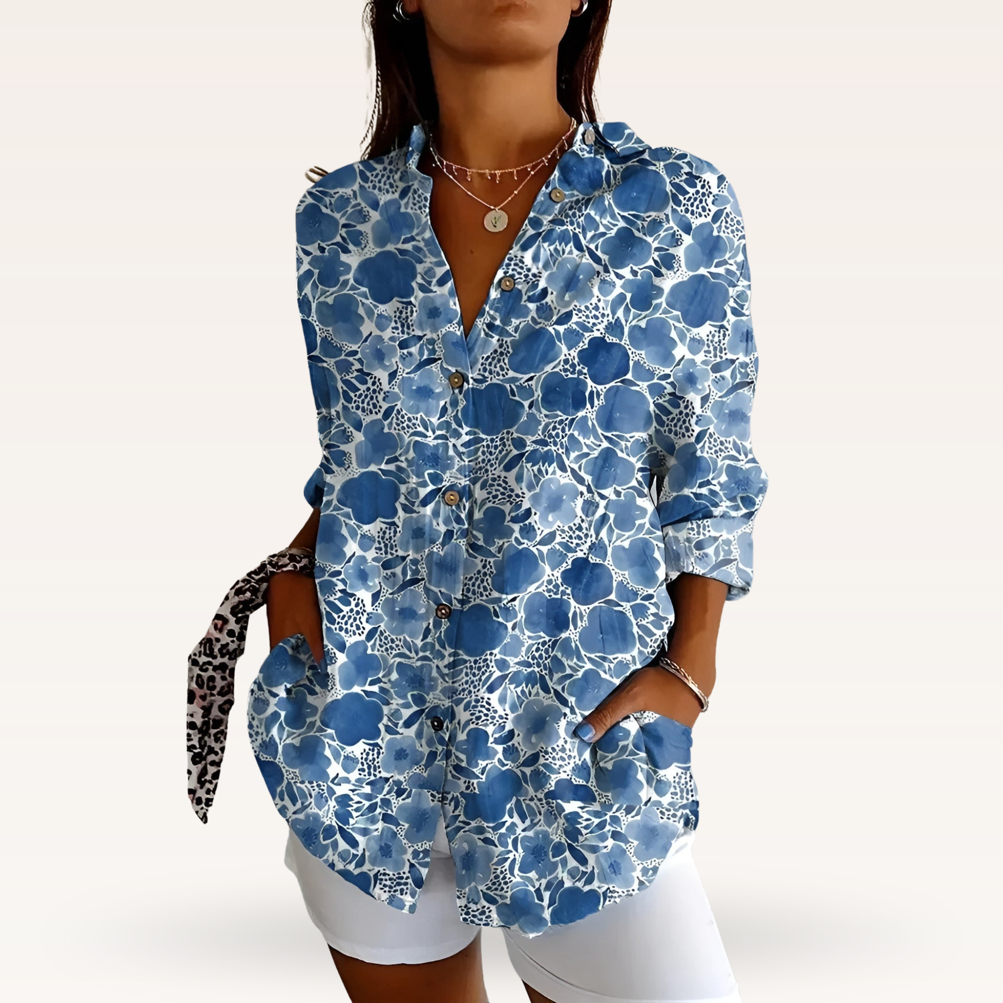 Women's Floral Button Blouse