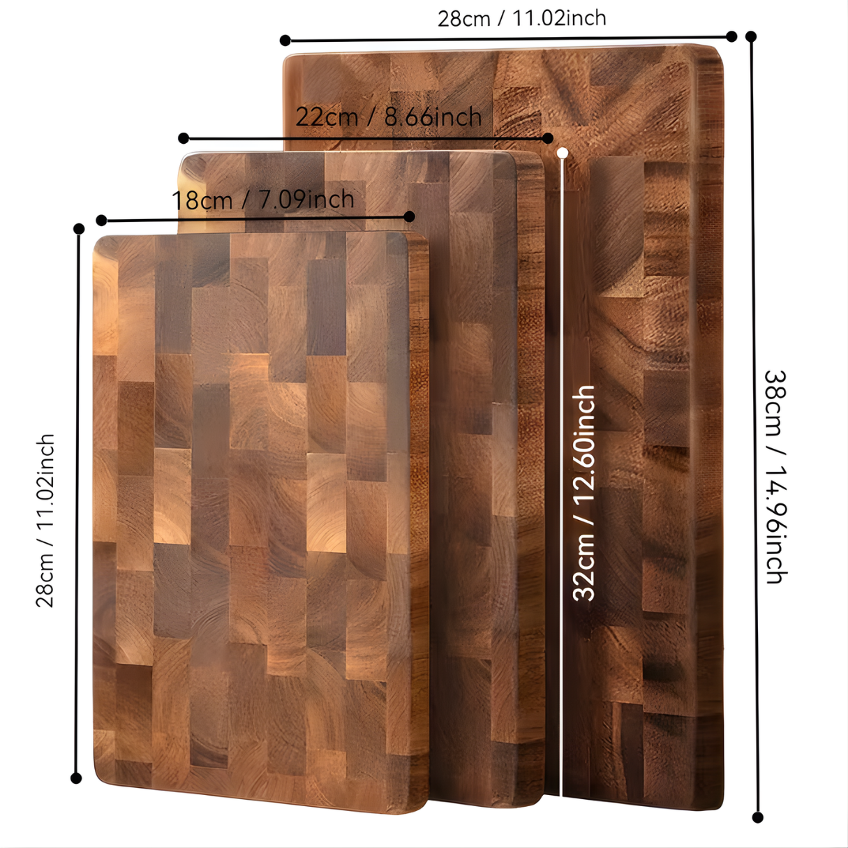 Solid Acacia Wood Cutting Board Set