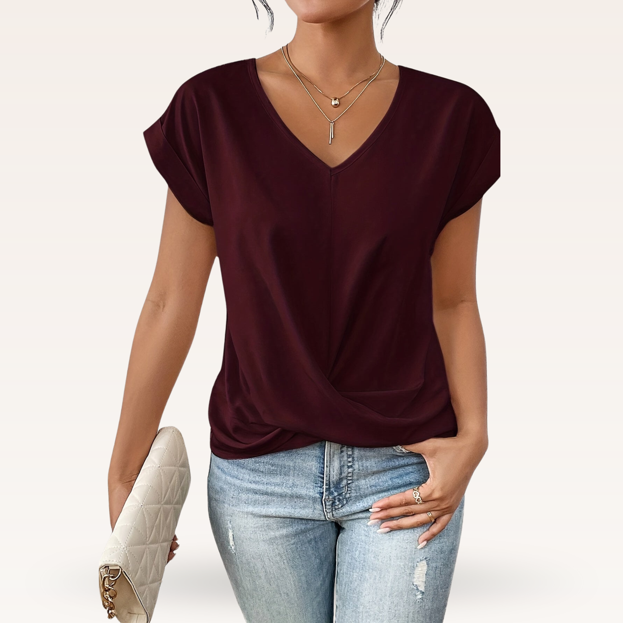 Chic V-Neck T-Shirt – Pink