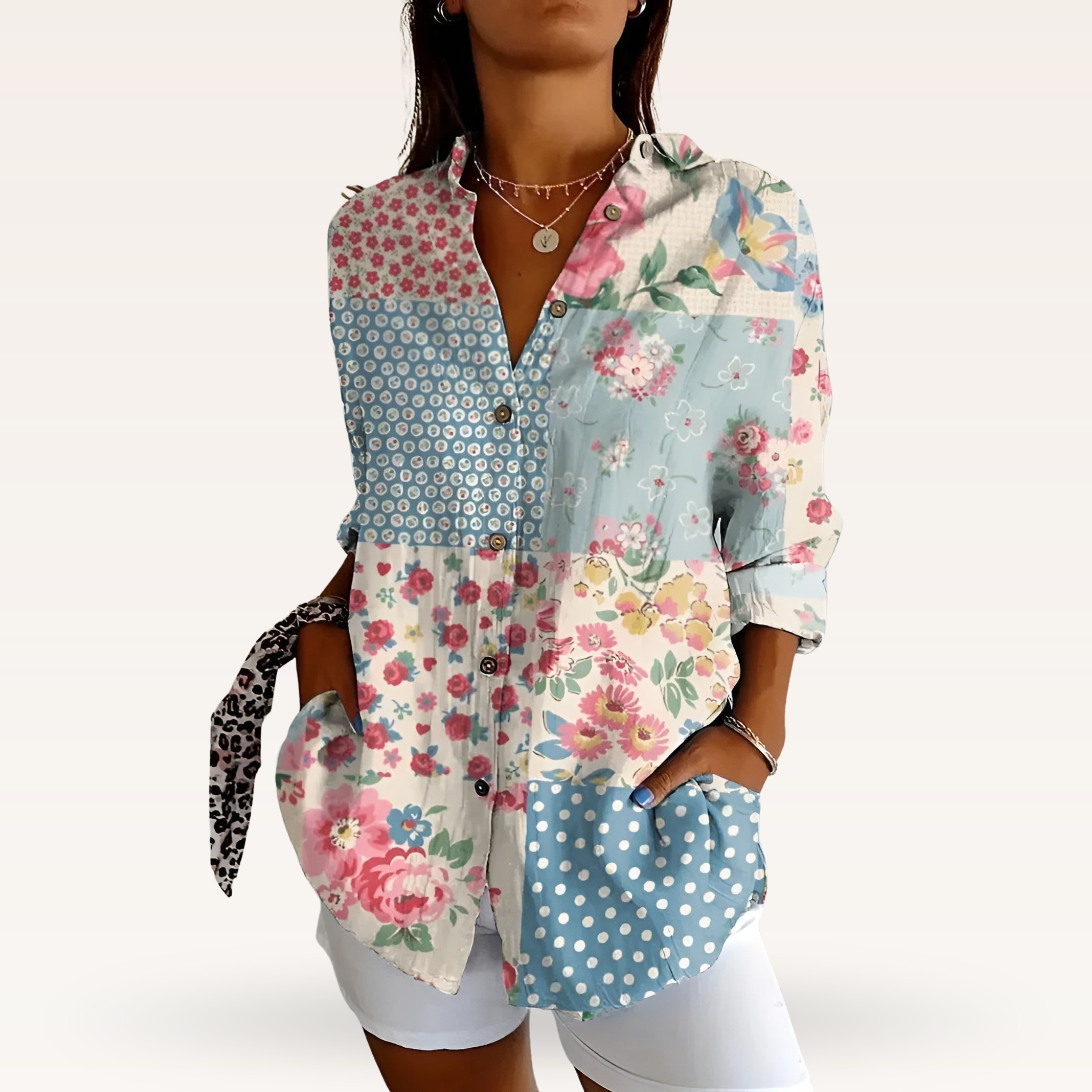 Women's Floral Button Blouse