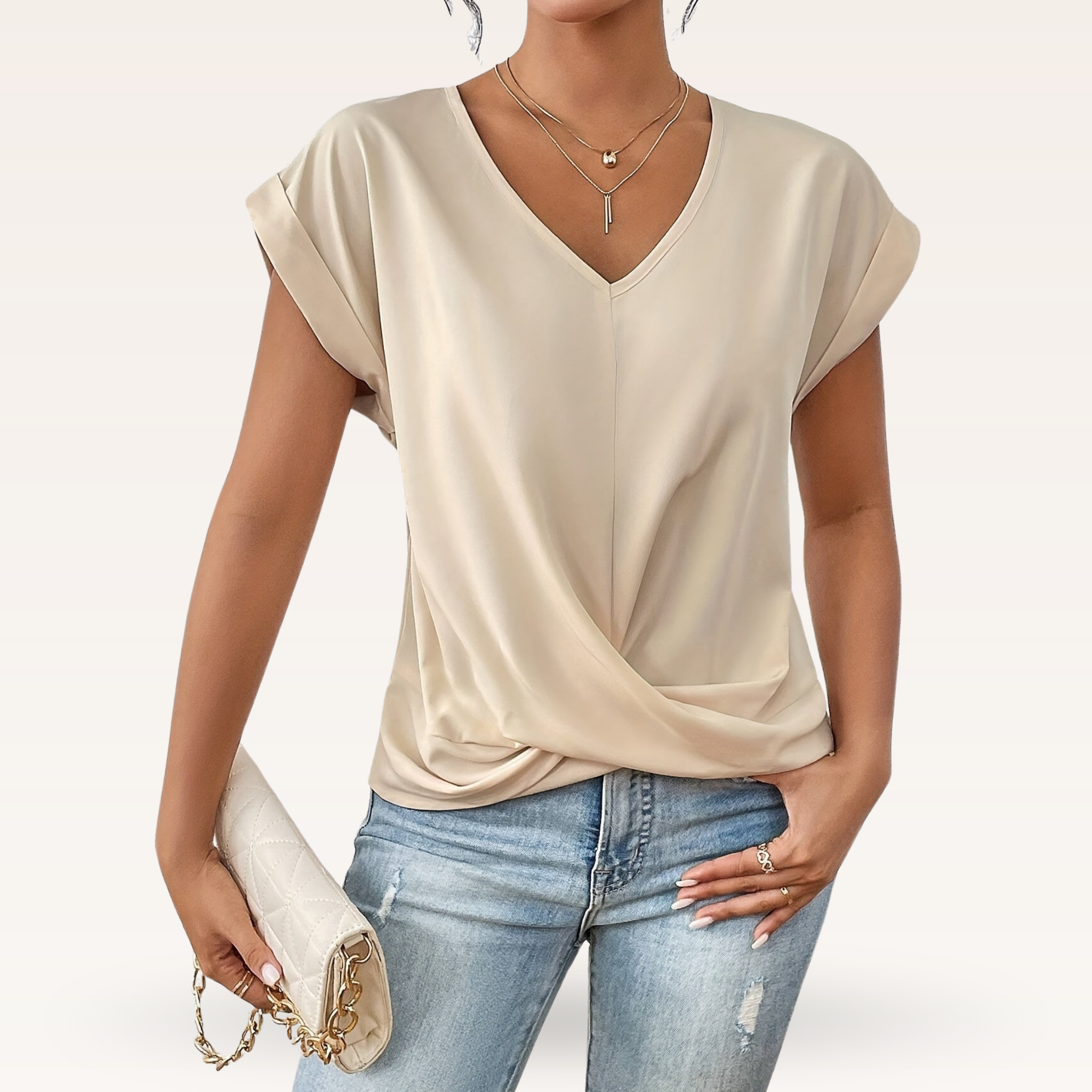 Chic V-Neck T-Shirt – Pink