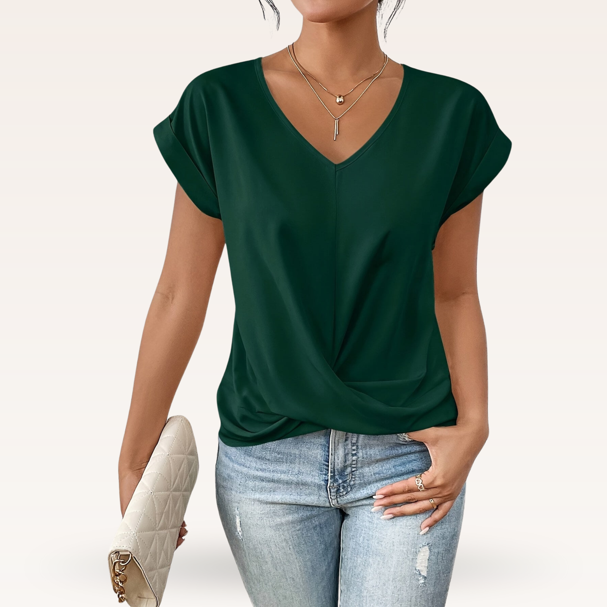 Chic V-Neck T-Shirt – Pink