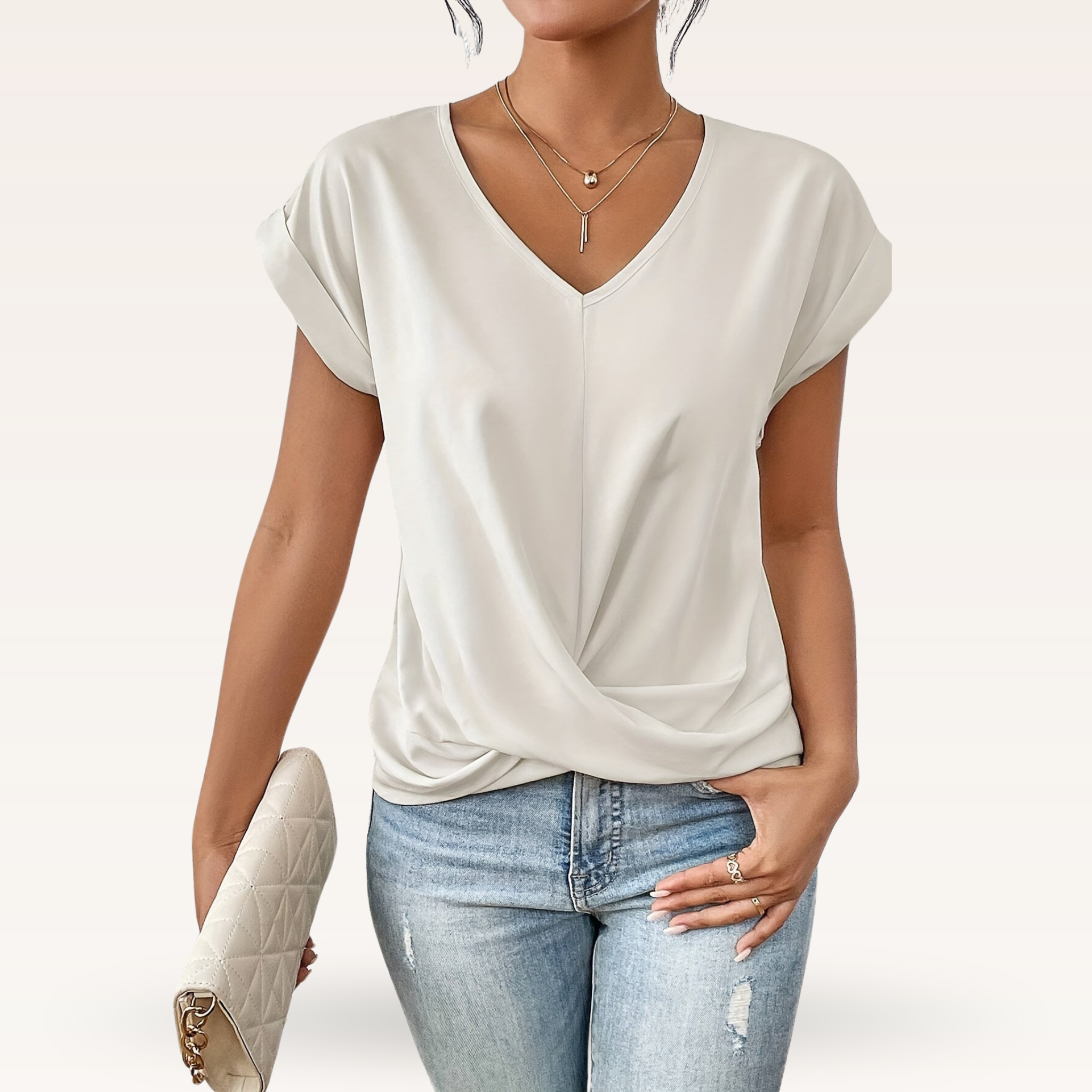 Chic V-Neck T-Shirt – Pink