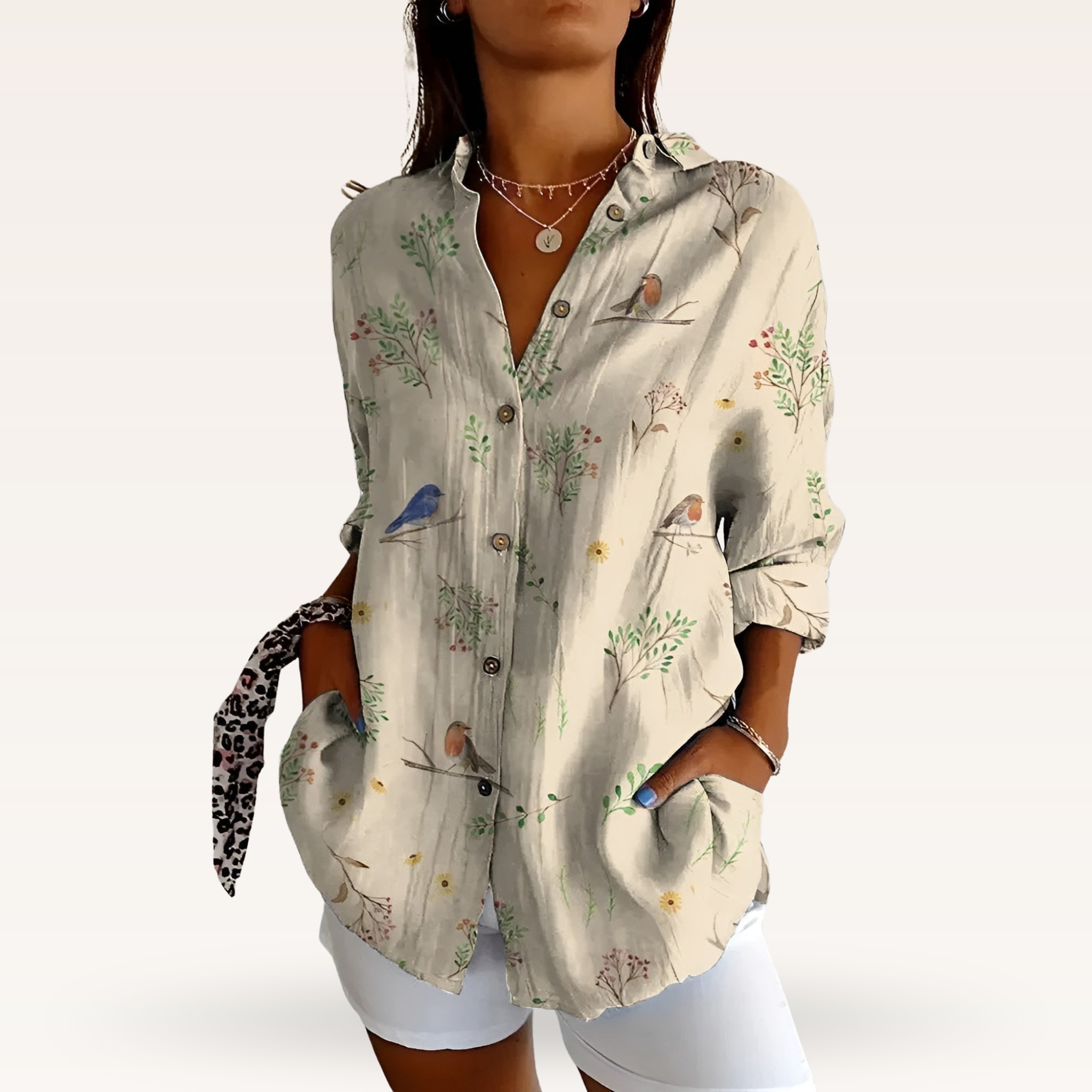 Women's Floral Button Blouse