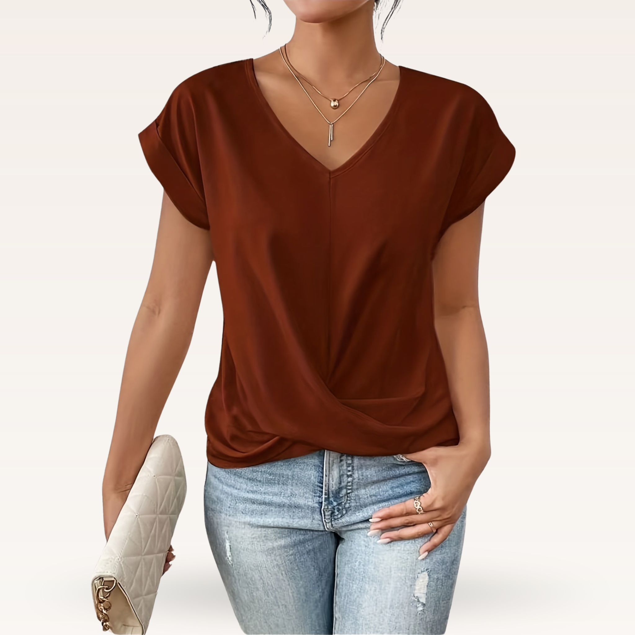 Chic V-Neck T-Shirt – Pink