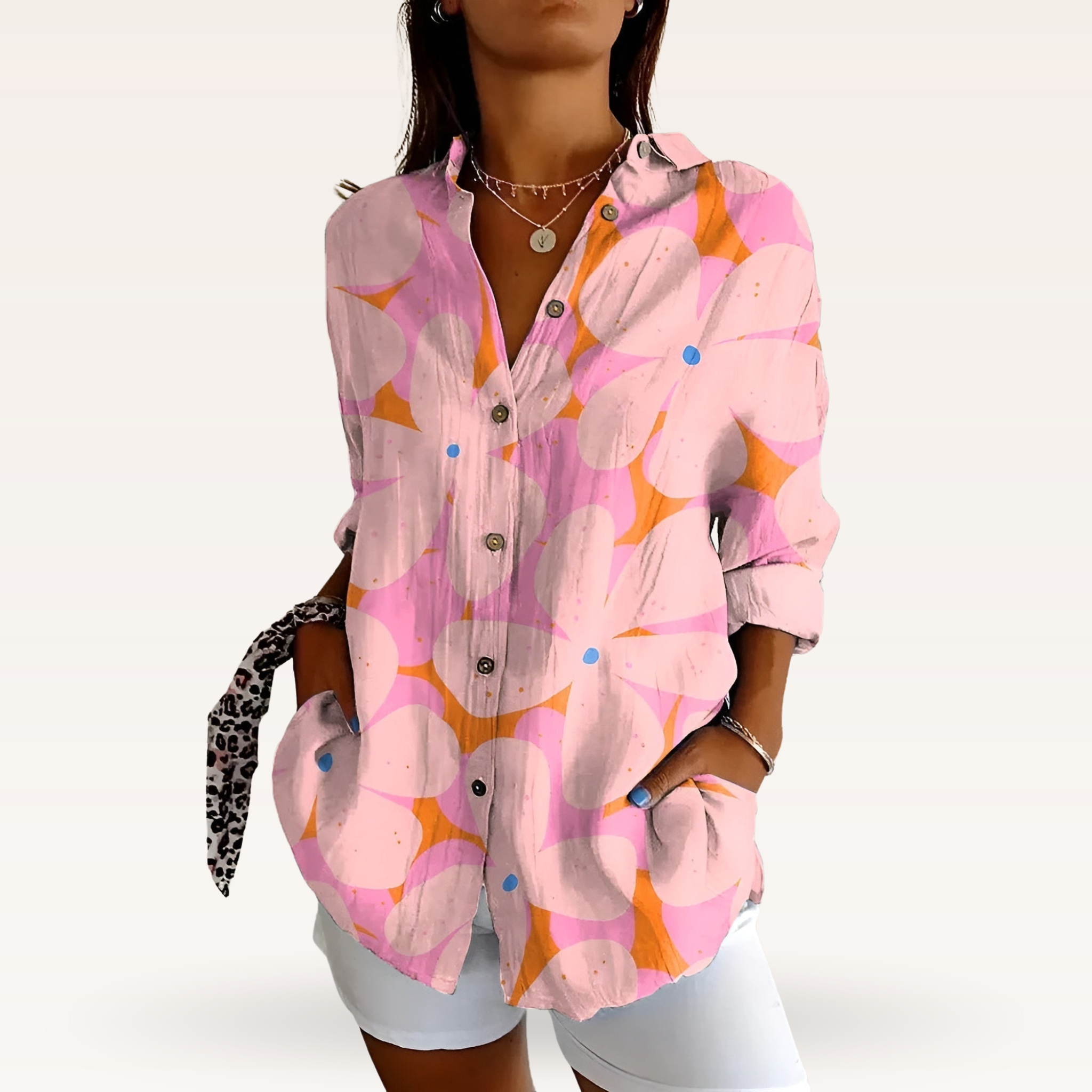 Women's Floral Button Blouse