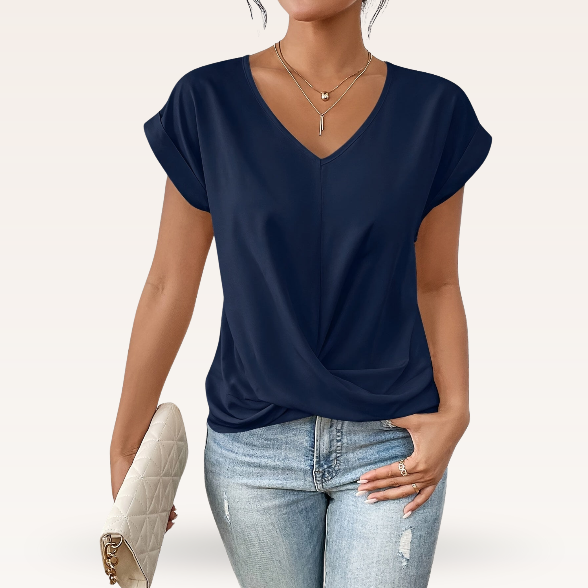 Chic V-Neck T-Shirt – Pink