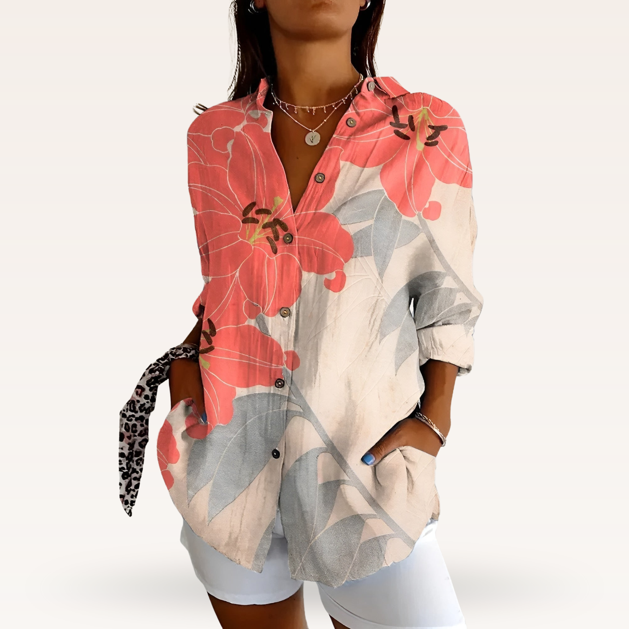 Women's Floral Button Blouse