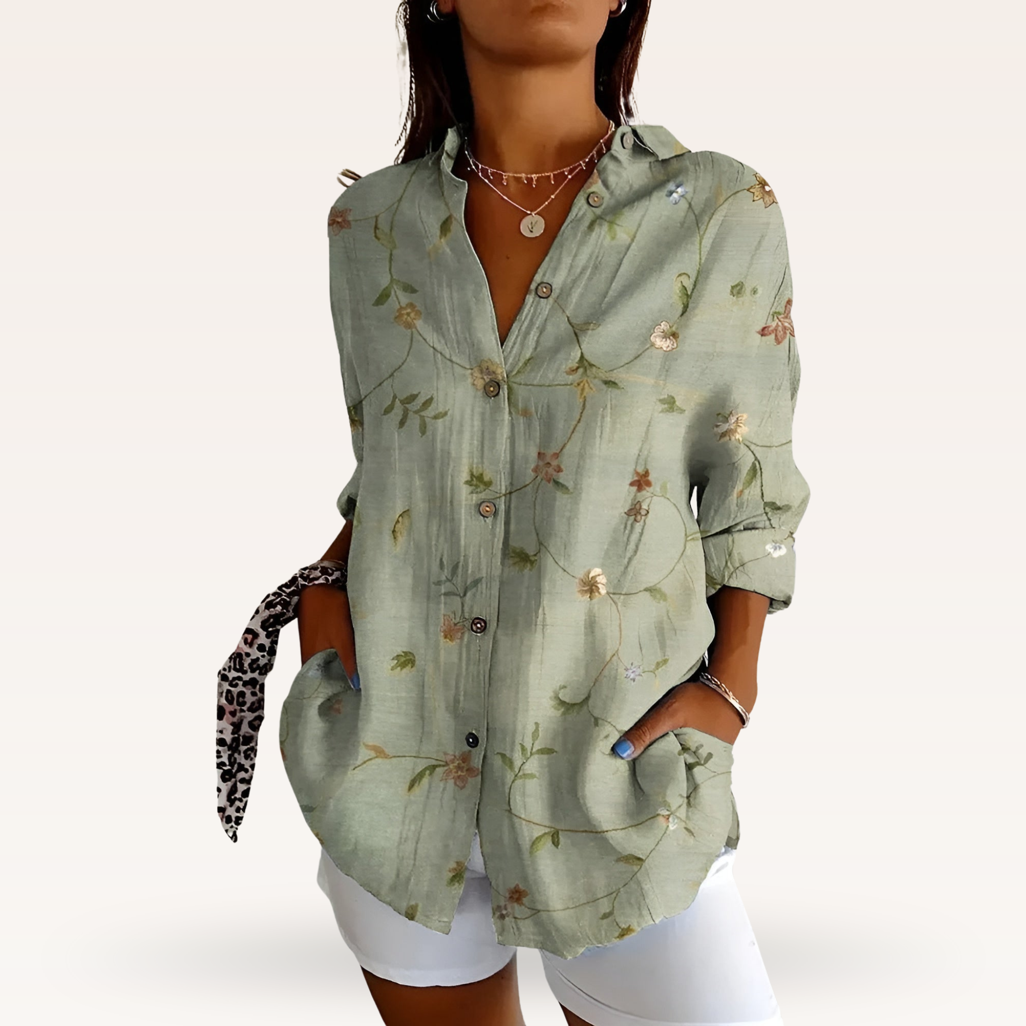 Women's Floral Button Blouse