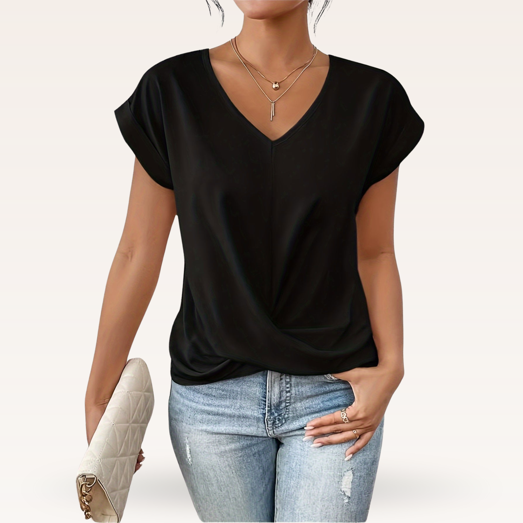 Chic V-Neck T-Shirt – Pink