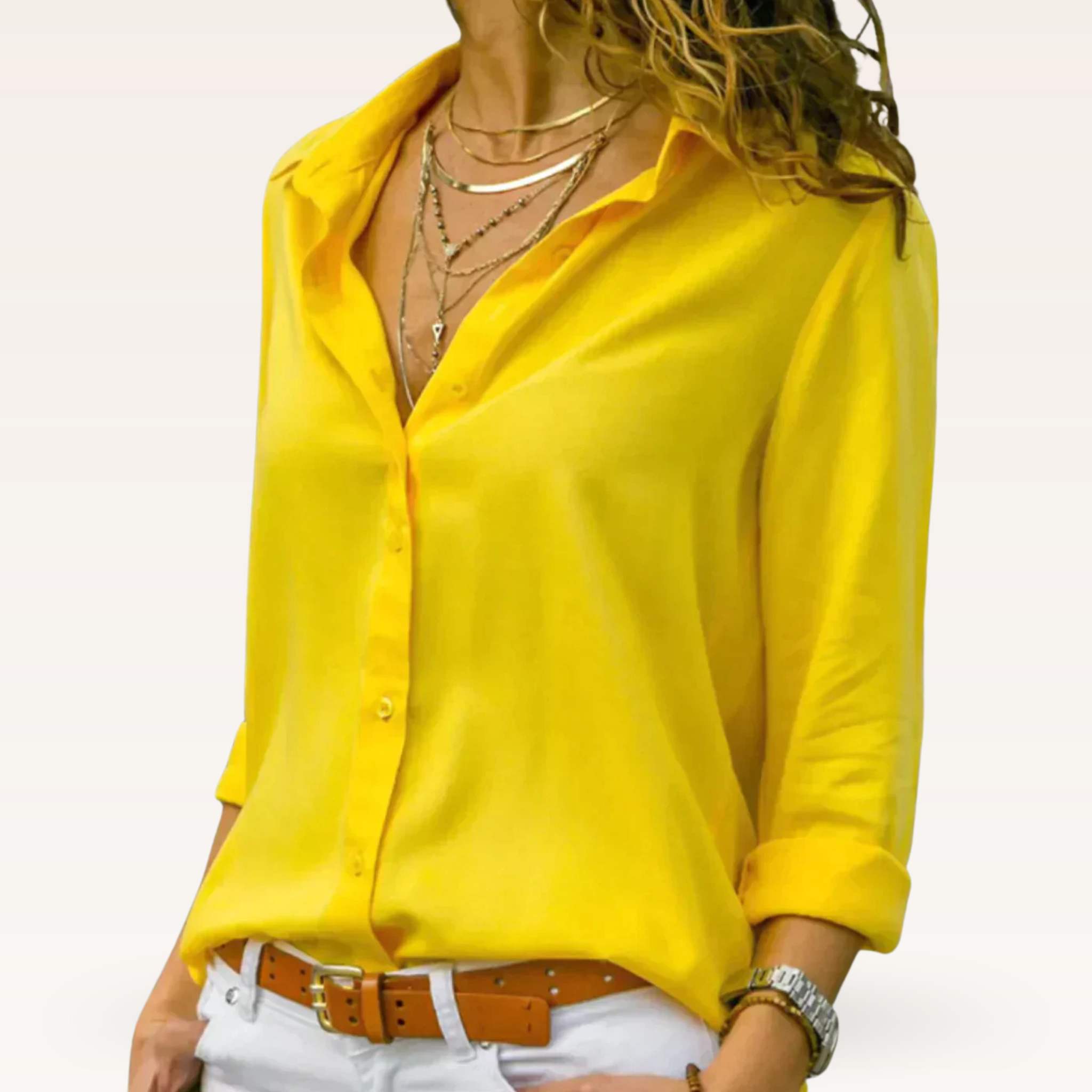 Classic Button-Down Blouse – Red