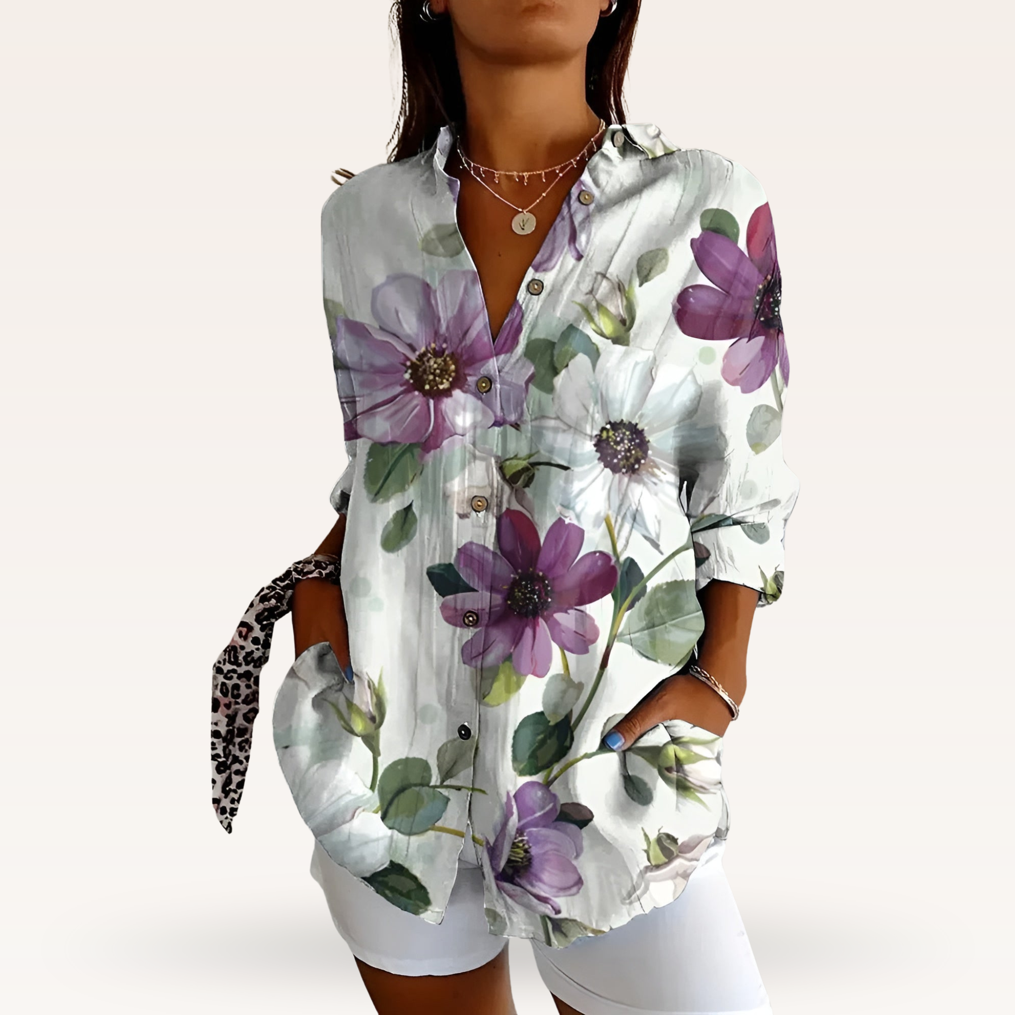 Women's Floral Button Blouse