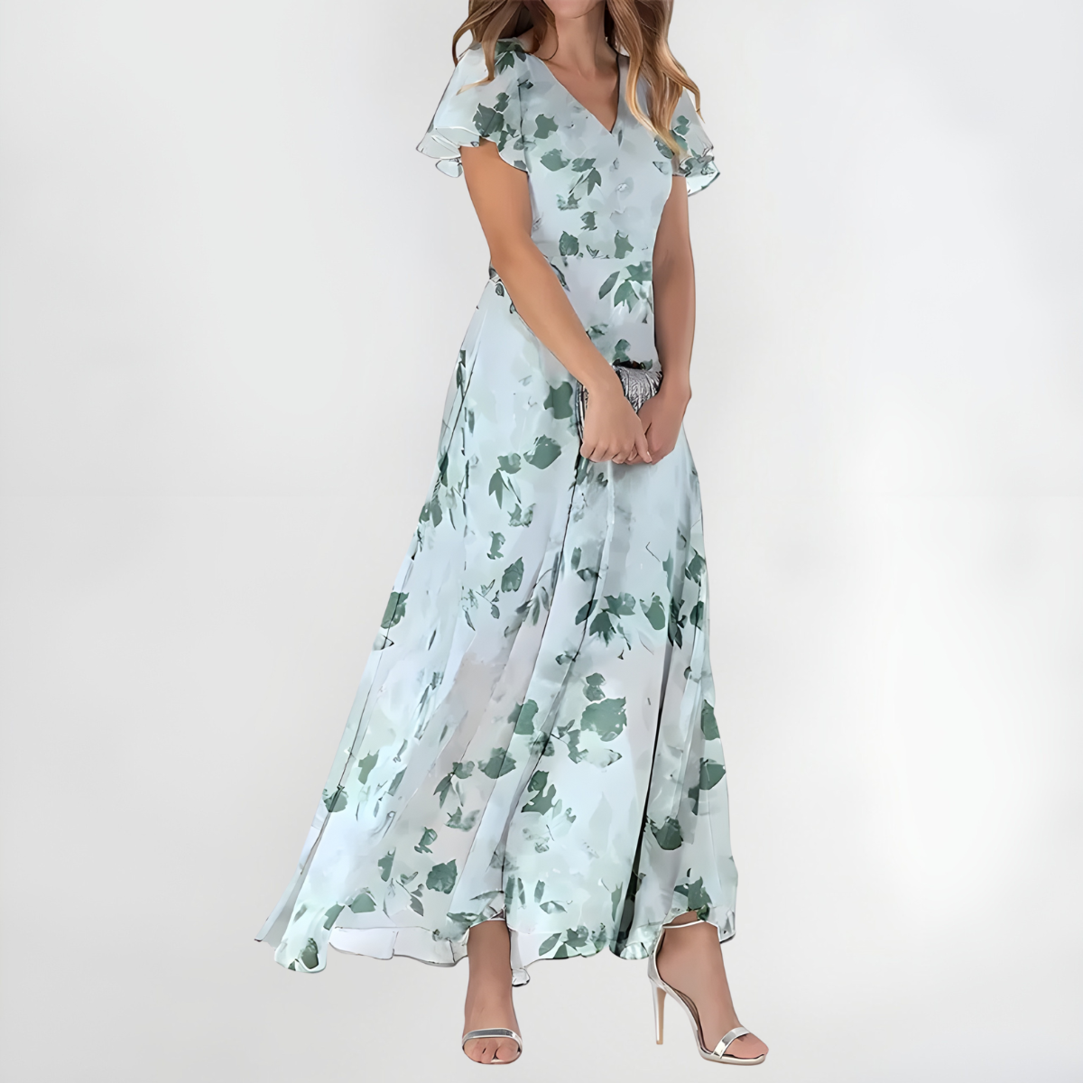 Women's Luxury Maxi Dress – Green Tones