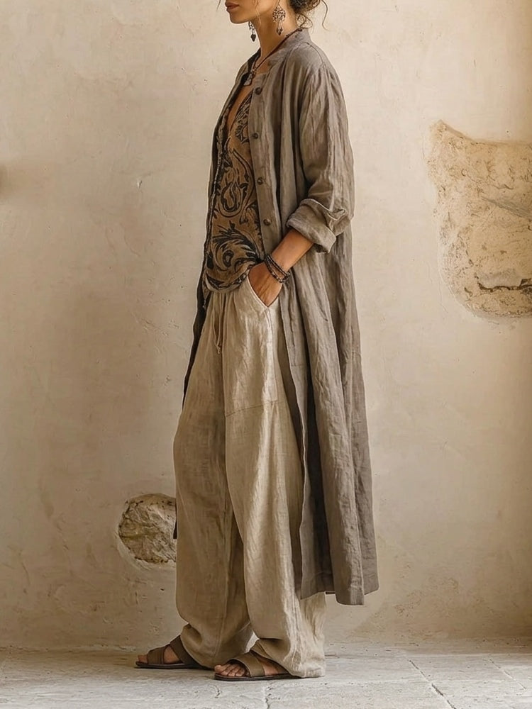 Women's Premium Cotton & Linen 3-Piece Set