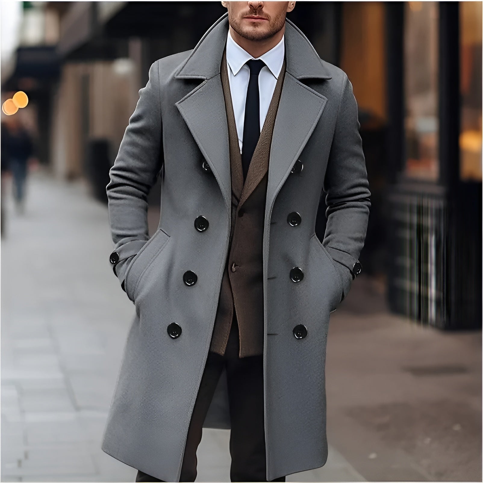 Men's Double-Breasted Cashmere Coat