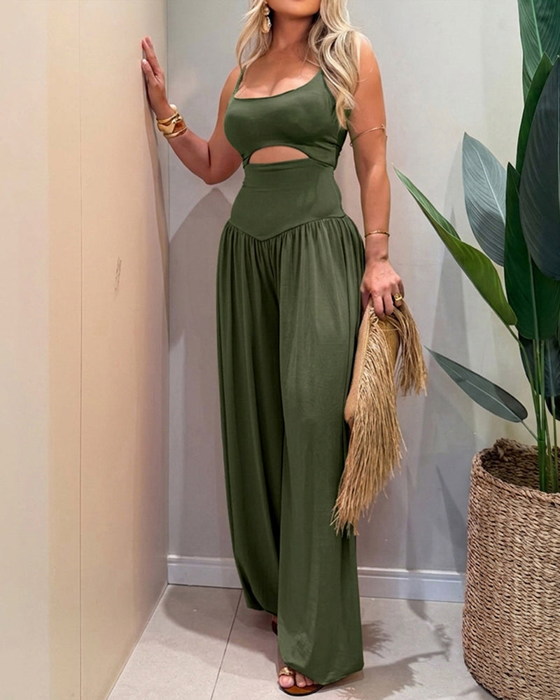 Women's Cut-Out Waist Cami Jumpsuit