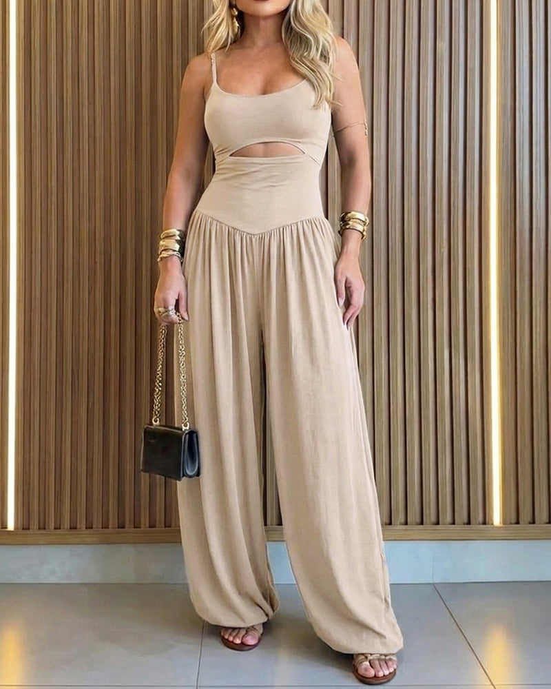 Women's Cut-Out Waist Cami Jumpsuit