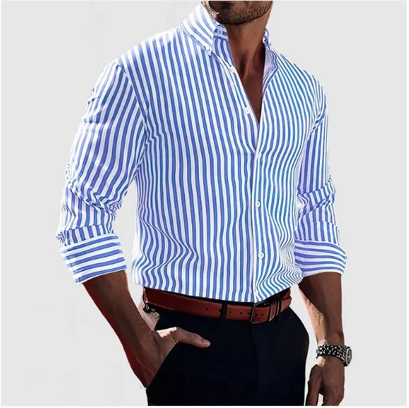 Classic Striped Shirt – Light Blue