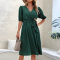 Women's Elegant Pleated V-Neck Dress