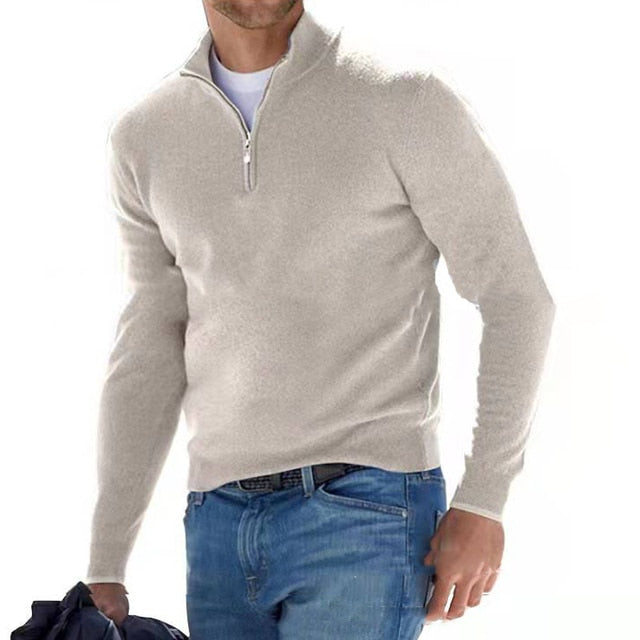 Men's Merino V-Neck Zip Sweater