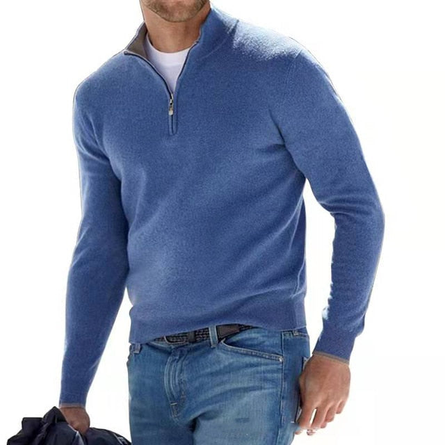 Men's Merino V-Neck Zip Sweater