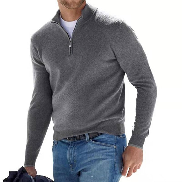 Men's Merino V-Neck Zip Sweater