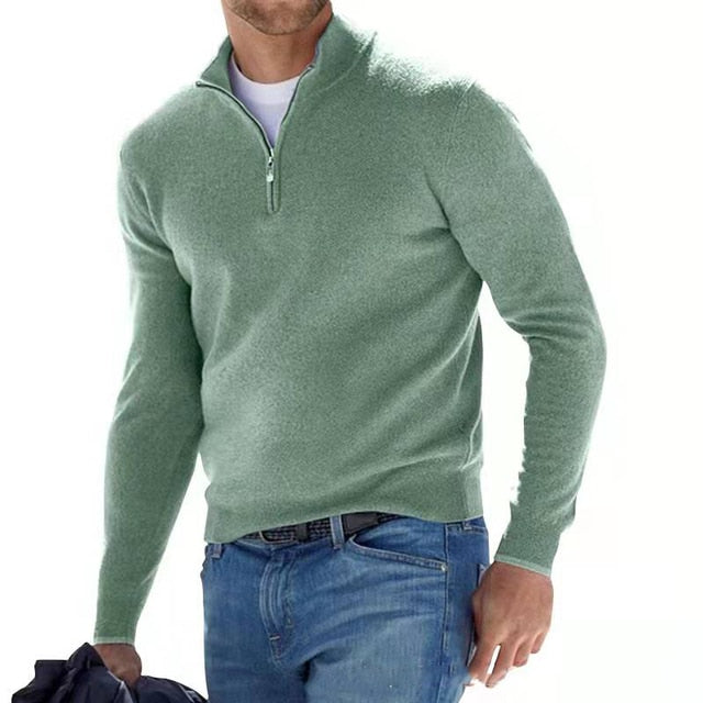 Men's Merino V-Neck Zip Sweater