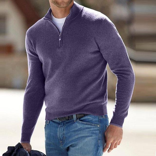 Men's Merino V-Neck Zip Sweater