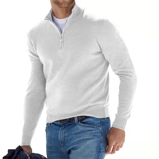 Men's Merino V-Neck Zip Sweater