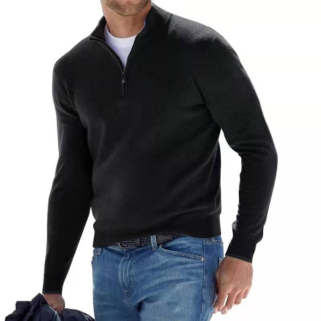 Men's Merino V-Neck Zip Sweater