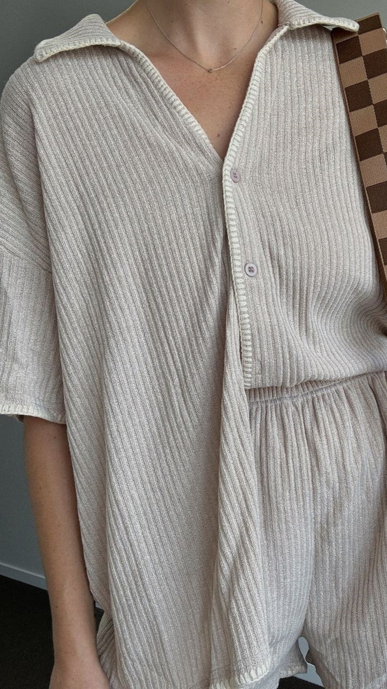 Women's Eden Knit Top & Shorts Set – Taupe