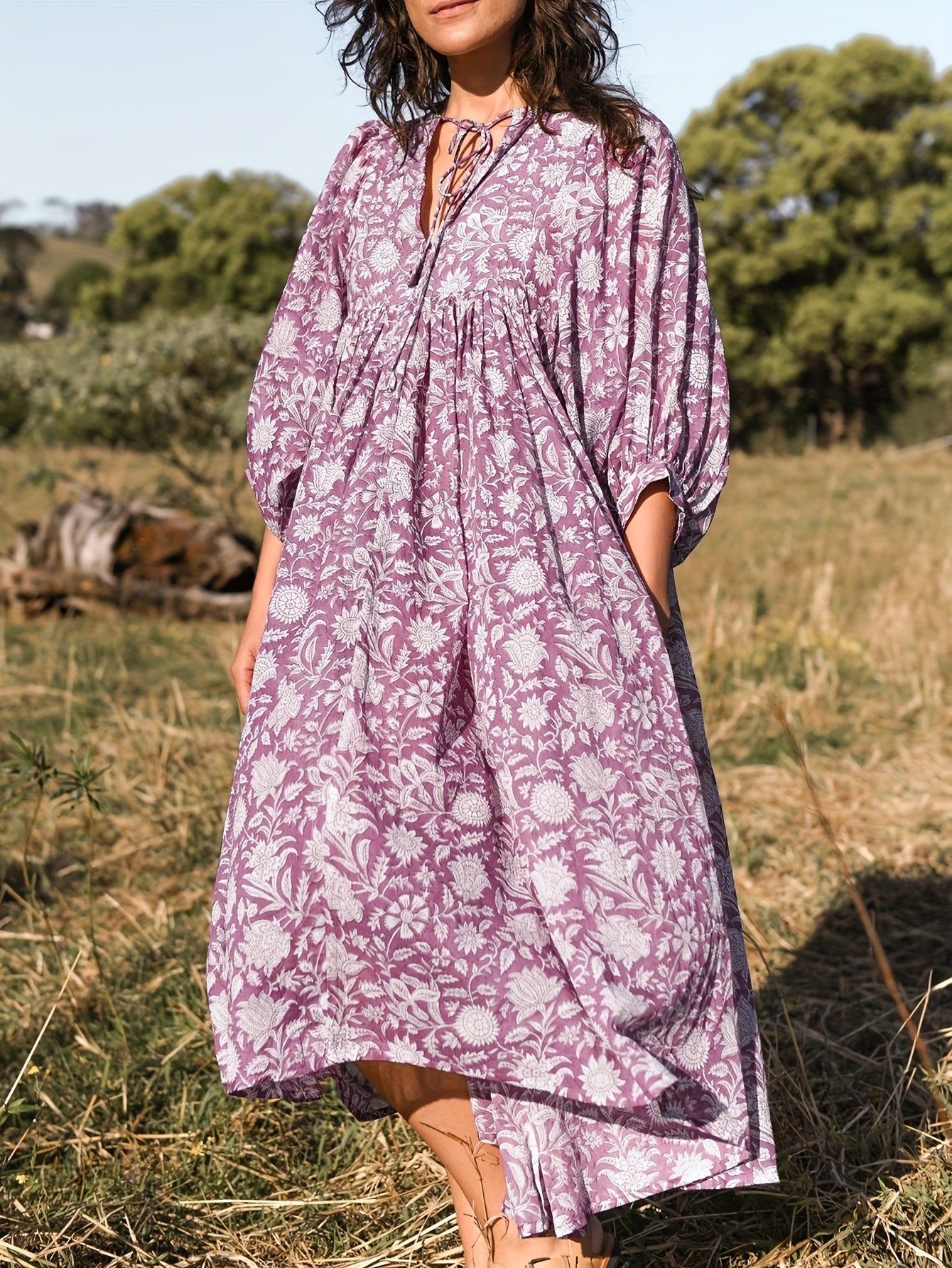 Floral V-Neck Midi Dress