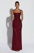 Calanthe Maxi Dress – Burgundy Sparkle