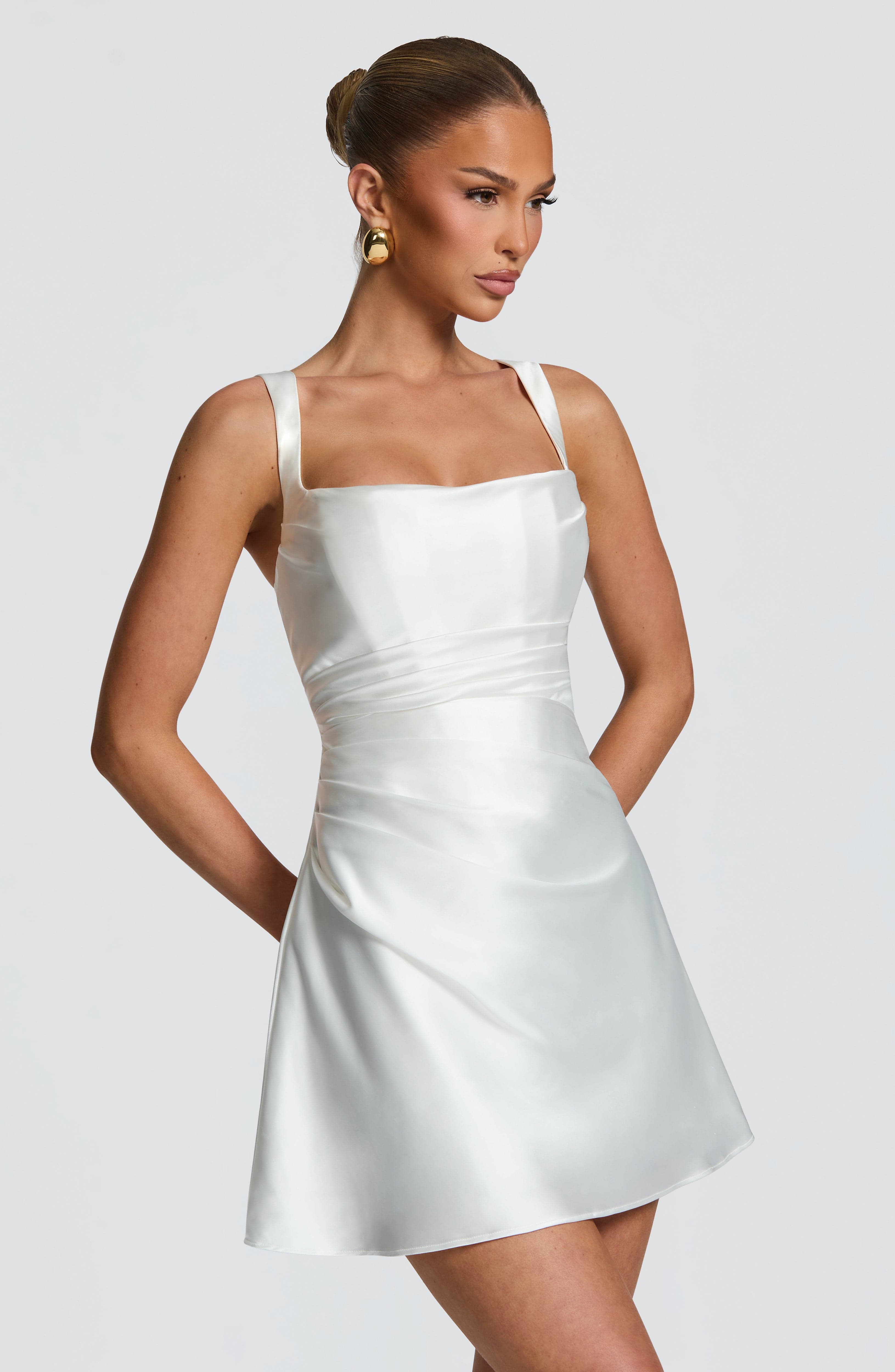 Women's Ivory Bardot Mini Dress