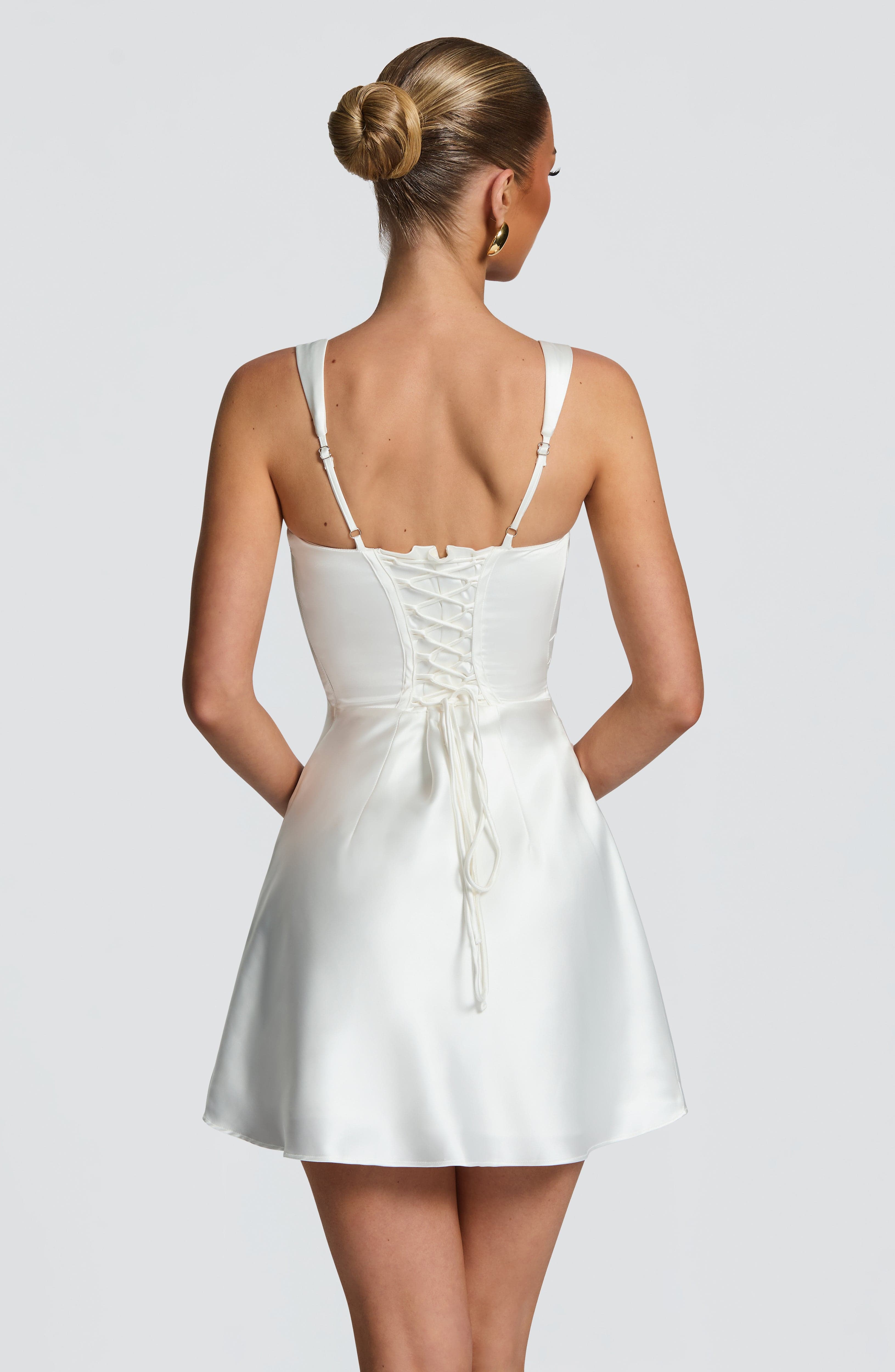 Women's Ivory Bardot Mini Dress