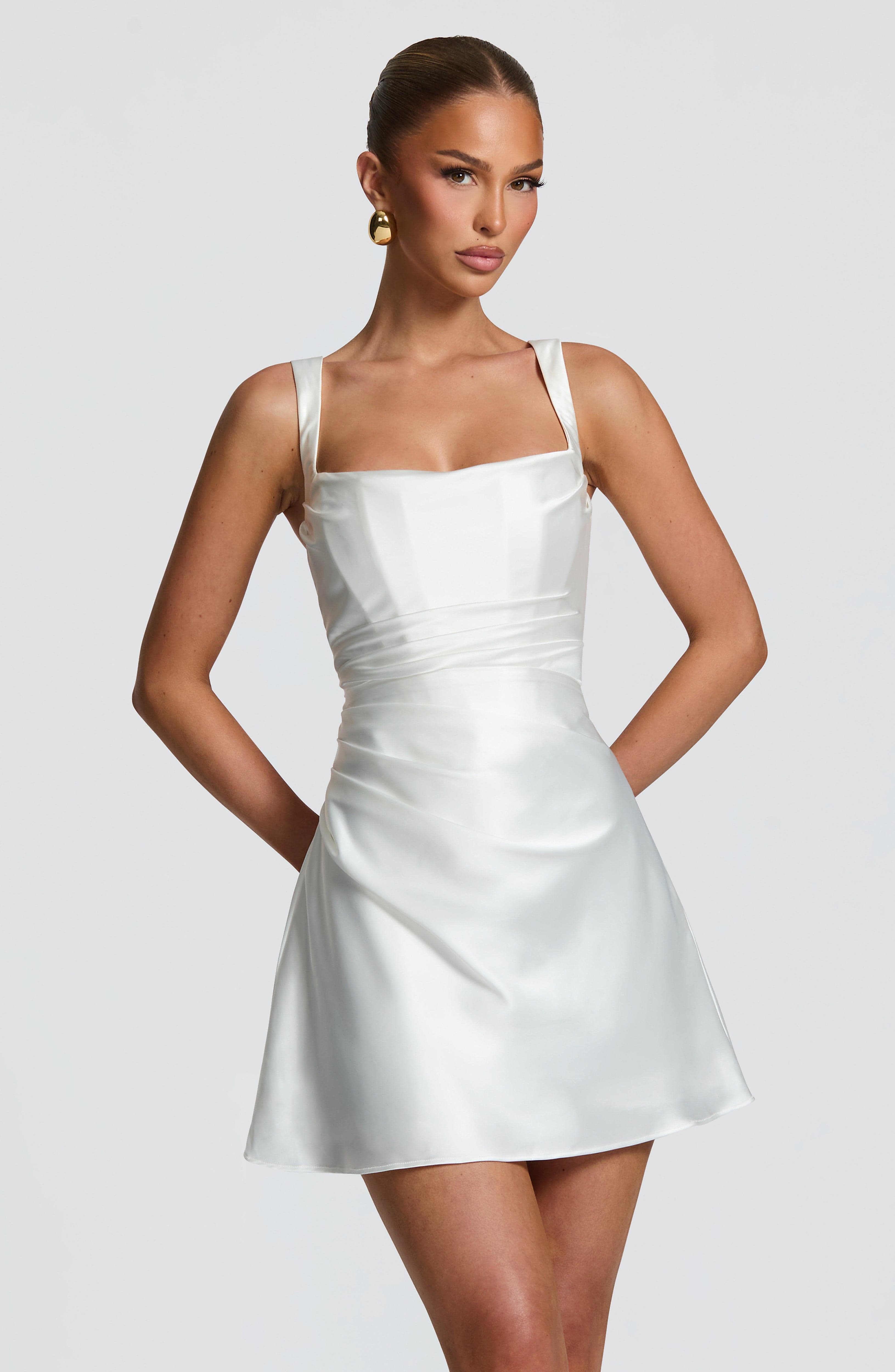 Women's Ivory Bardot Mini Dress